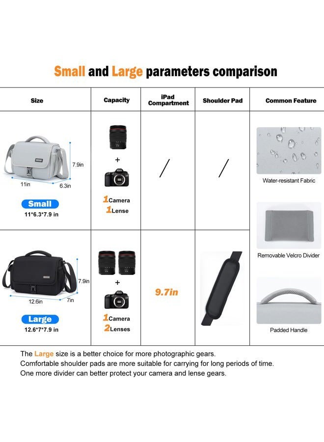 Caden Small Camera Bag Case Shoulder Crossbody Bag Compatible for Nikon, Canon, Sony, DSLR SLR Mirrorless Cameras and Lenses Grey - Image 2